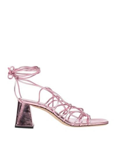 Shop By Far Woman Sandals Pink Size 8 Textile Fibers