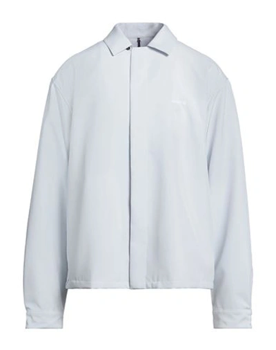 Shop Oamc Man Shirt Sky Blue Size L Polyester, Silk