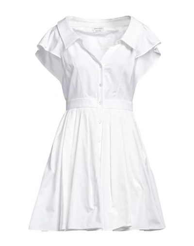 Shop Alexander Mcqueen Woman Mini Dress White Size 6 Cotton