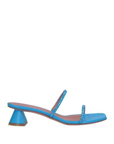 Shop Amina Muaddi Woman Sandals Azure Size 8 Soft Leather In Blue