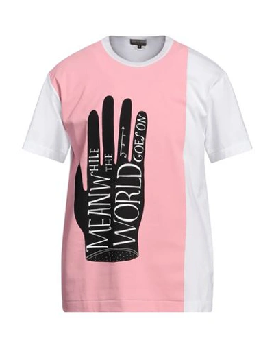 Shop Comme Des Garçons Man T-shirt Pink Size M Cotton In White