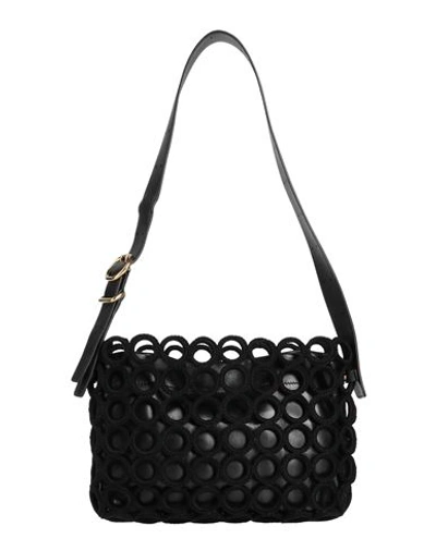 Shop Jil Sander Woman Shoulder Bag Black Size - Leather, Textile Fibers