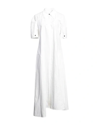 Shop Jil Sander Woman Maxi Dress White Size 10 Linen