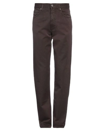 Shop Zegna Man Pants Dark Brown Size 34 Cotton