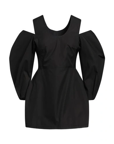 Jil Sander Gathered Cold-shoulder Top With Puff Sleeves In Black