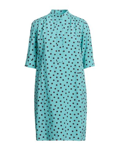 Shop Ottod'ame Woman Mini Dress Turquoise Size 8 Cotton In Blue
