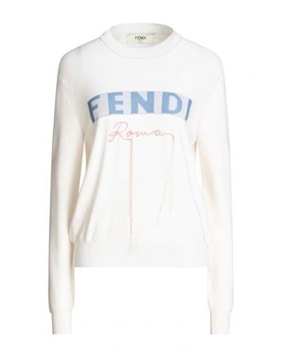 Shop Fendi Woman Sweater Ivory Size 8 Cashmere, Elastane, Polyester In White