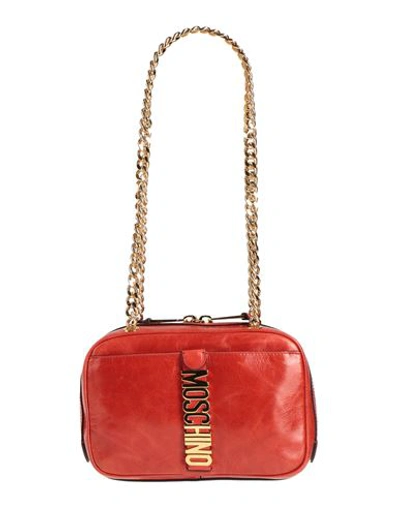 Shop Moschino Woman Shoulder Bag Tomato Red Size - Leather