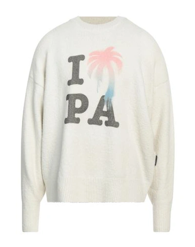 Shop Palm Angels Man Sweater Off White Size Xl Cotton, Polyamide, Elastane, Polyester