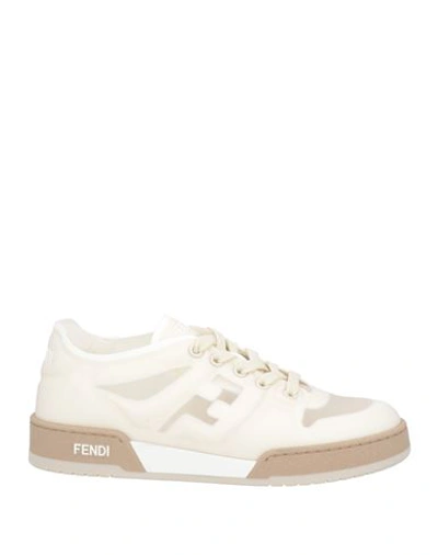 Shop Fendi Woman Sneakers Cream Size 10 Textile Fibers In White