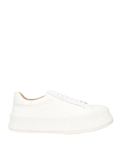 Shop Jil Sander Woman Sneakers Ivory Size 8 Soft Leather In White