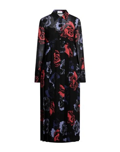 Shop Ferragamo Woman Midi Dress Black Size 10 Virgin Wool, Polyamide
