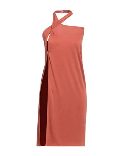 Shop Jacquemus Woman Midi Dress Rust Size L Cupro, Elastane In Red