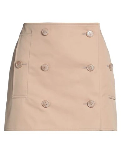 Shop Burberry Woman Mini Skirt Blush Size 10 Cotton In Pink