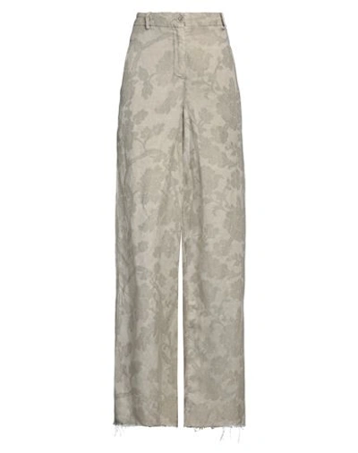 Shop Masnada Woman Pants Light Grey Size 8 Linen, Viscose