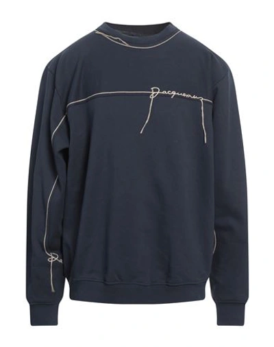 Shop Jacquemus Man Sweatshirt Navy Blue Size L Cotton