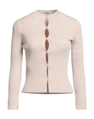 Shop Fendi Woman Cardigan Blush Size 8 Cotton, Polyamide, Elastane In Pink