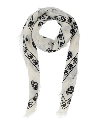 Shop Alexander Mcqueen Woman Scarf Ivory Size - Wool In White