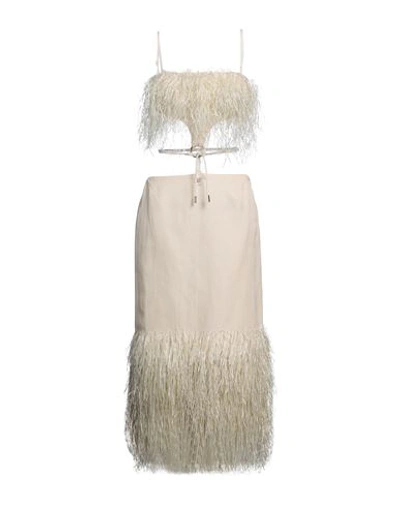 Shop Jacquemus Woman Maxi Dress Beige Size 8 Cotton, Viscose, Linen, Natural Raffia