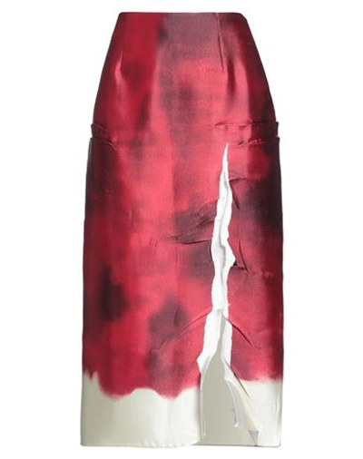 Shop Prada Woman Midi Skirt Garnet Size 6 Silk, Polyester In Red