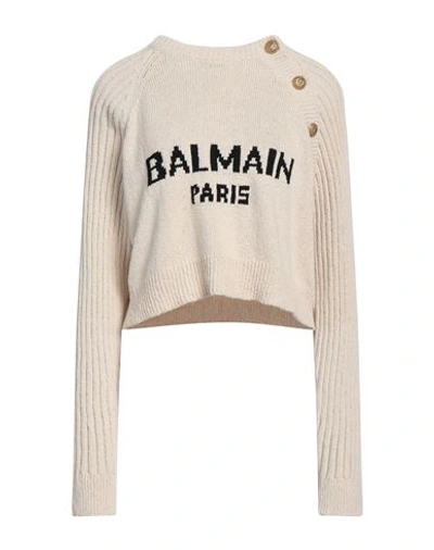 Shop Balmain Woman Sweater Ivory Size 8 Cotton, Polyamide, Viscose In White