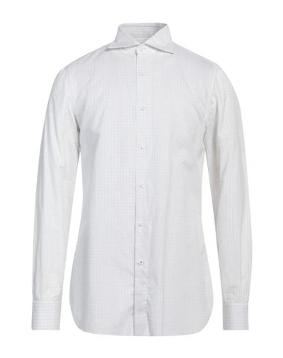 Shop Isaia Man Shirt Off White Size 17 ½ Cotton, Linen