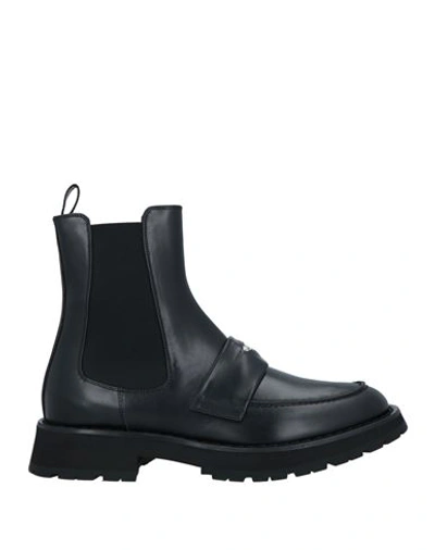 Shop Alexander Mcqueen Man Ankle Boots Black Size 9 Soft Leather