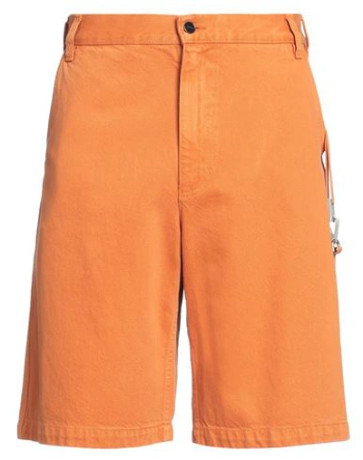 Shop Jacquemus Man Denim Shorts Orange Size 32 Organic Cotton