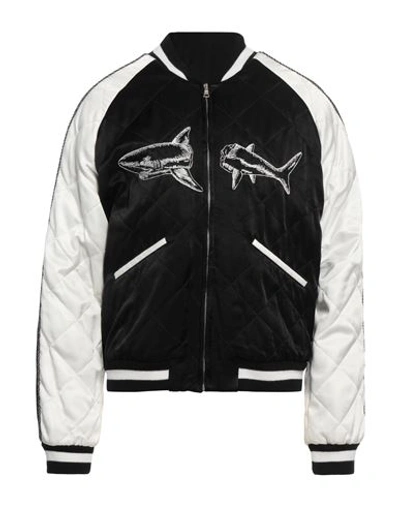 Shop Palm Angels Man Jacket Black Size Xl Cupro, Wool, Acrylic, Viscose, Cotton