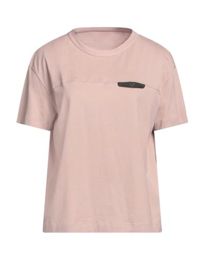 Shop Brunello Cucinelli Woman T-shirt Pastel Pink Size 3xl Cotton