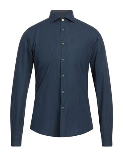 Shop Edizioni Limonaia Man Shirt Navy Blue Size S Linen, Cotton