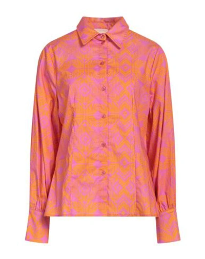 Shop Kate By Laltramoda Woman Shirt Fuchsia Size 10 Cotton In Pink