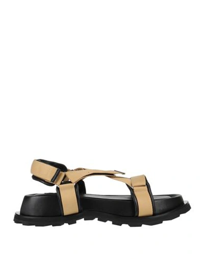 Shop Jil Sander Man Sandals Camel Size 9 Leather In Beige