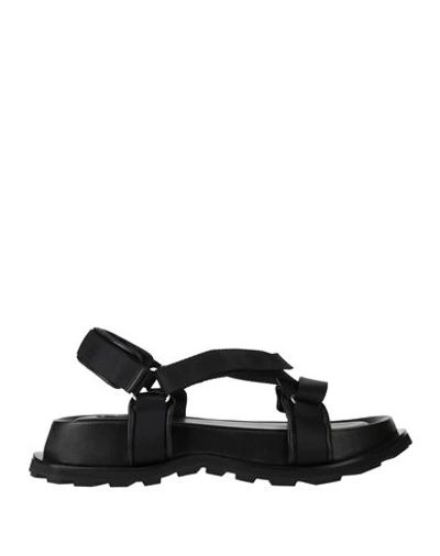 Shop Jil Sander Man Sandals Black Size 11 Leather