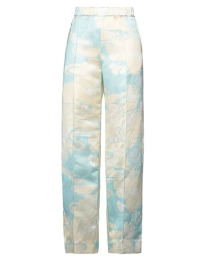 Jil Sander Woman Pants Sky Blue Size 8 Viscose, Linen In Blue