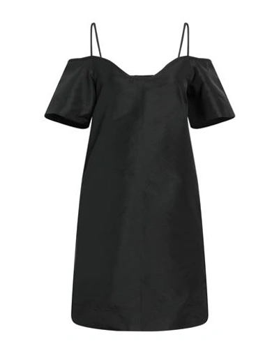 Shop Ganni Woman Mini Dress Black Size 6 Recycled Polyester