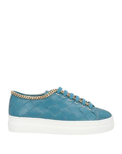 Shop Stokton Woman Sneakers Slate Blue Size 7 Leather