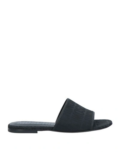 Shop Moschino Woman Sandals Black Size 6 Textile Fibers, Soft Leather