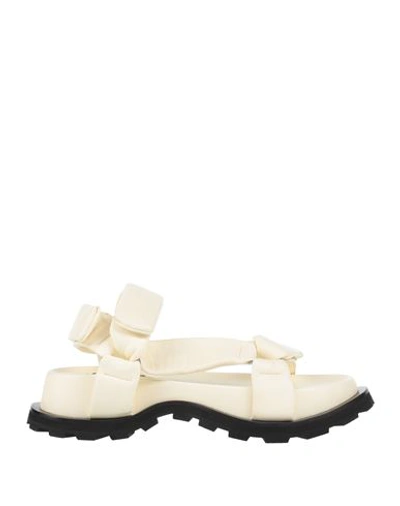 Shop Jil Sander Woman Sandals Ivory Size 8 Soft Leather In White