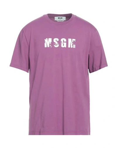 Shop Msgm Man T-shirt Purple Size S Cotton