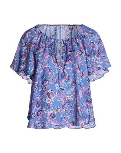 Shop Isabel Marant Woman Top Blue Size 8 Viscose, Silk
