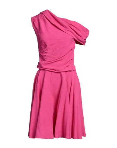 Shop Rochas Woman Midi Dress Fuchsia Size 2 Viscose, Linen In Pink
