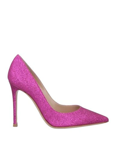Shop Gianvito Rossi Woman Pumps Fuchsia Size 7 Soft Leather In Pink