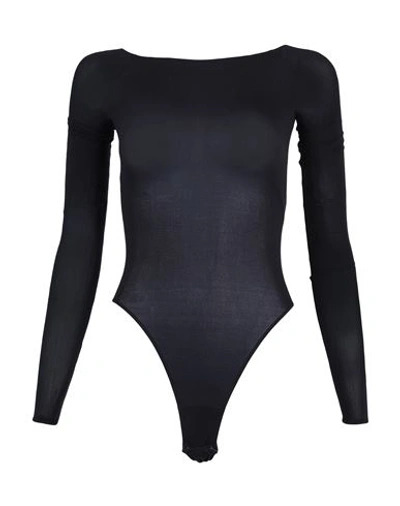 Shop Mm6 Maison Margiela Woman Bodysuit Black Size L Polyamide, Elastane