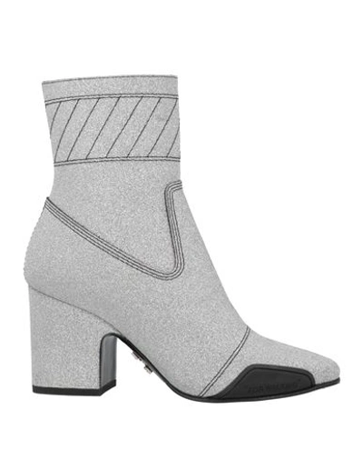 Shop Off-white Woman Ankle Boots Silver Size 6 Soft Leather