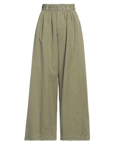 Maison Margiela Woman Pants Sage Green Size 8 Cotton, Linen In Sage Green