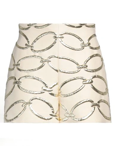 Shop Valentino Garavani Woman Shorts & Bermuda Shorts Beige Size 4 Wool, Acrylic, Metallic Fiber, Silk, P