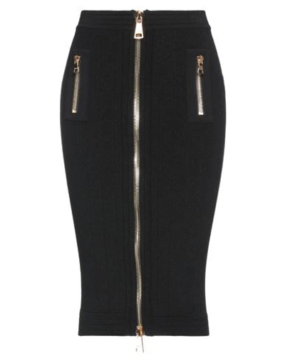Shop Balmain Woman Midi Skirt Black Size 6 Viscose, Polyester, Polyamide, Elastane