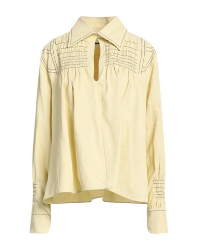 Shop Jil Sander Woman Top Light Yellow Size 8 Linen, Polyester