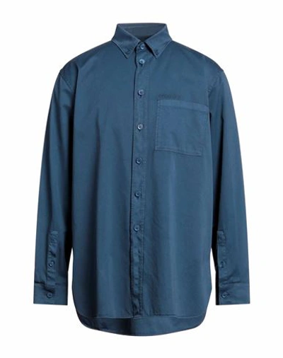 Shop Burberry Man Shirt Blue Size L Cotton